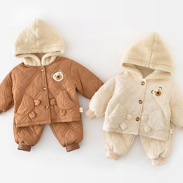 Baby Bear Quilted Fleece Hooded Set