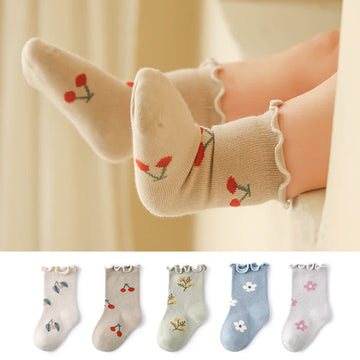 5 Pairs Baby Flower Cherry Socks