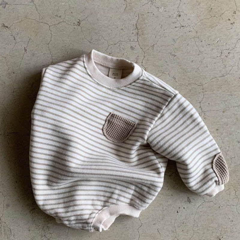 Baby Striped Patch Round Neck Bodysuit