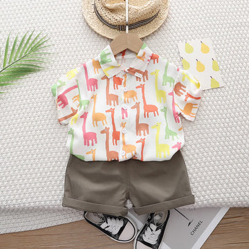 Toddler Giraffe Polo Shirt and Shorts Set