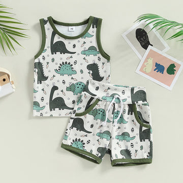 Baby Dino Casual Tank Top and Shorts Set