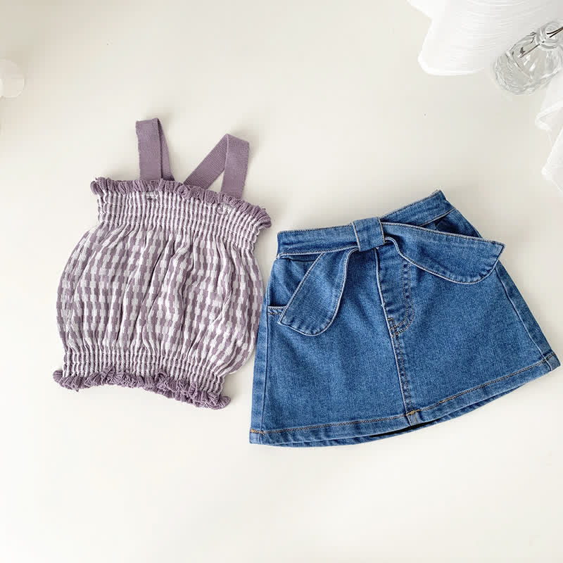 Toddler Girl Plaid Knitted Camisole