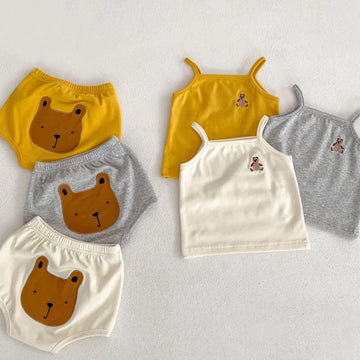 Baby Embroidered Bear Camisole and Shorts Set