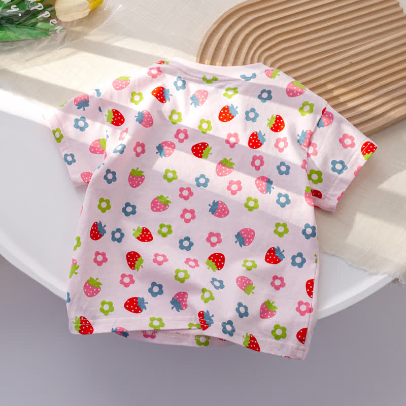 Toddler Girl Flower Strawberry Tee