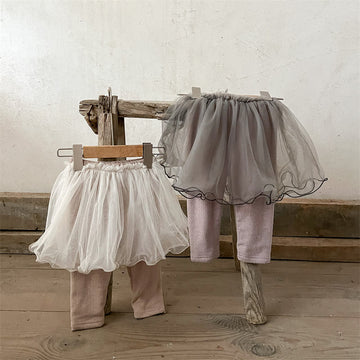 Baby Girl Fleece Lined Tulle Skirted Leggings
