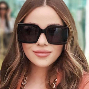 Big Frame Triangular Temple Vintage UV400 Square Sunglasses