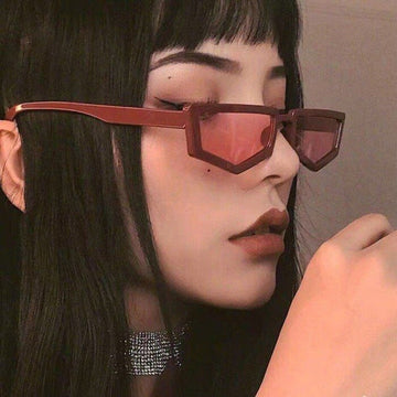 Flat Top Small Polygon Shape Frame Vintage Retro Sunglasses