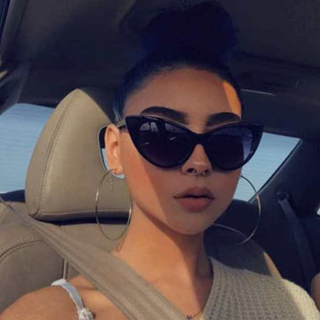 Oversized Titanium Frame Mirror Polycarbonate Cat Eye Sunglasses