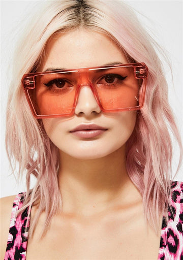 Vintage Flat Top colorful Clear Lens Oversized Square Sunglasses
