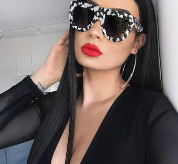 Retro Marble Frame Gradient Square Sunglasses
