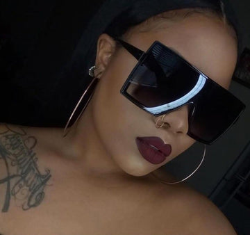 Oversized Gradient Lens Plastic Frame Square Sunglasses