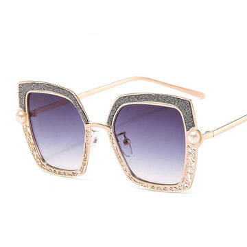 Square Cat Eye Pearl Hollow Shade Sunglass