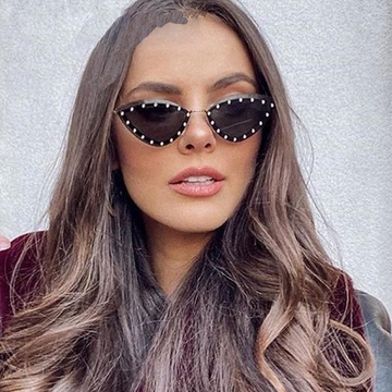 Rimless Triangle With Crystal Cat Eye Sunglasses