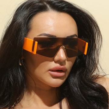 Rimless Shield One Piece Cat Eye Sunglasses