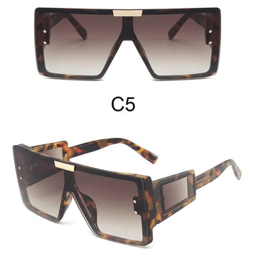 Big Frame Flat Top Gradient Square Sunglasses