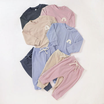 Baby Rainbow Embroidered Top & Pants Set