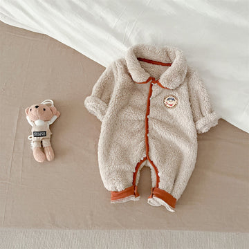 Baby Fleece Polo Pajamas Romper