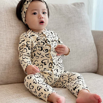 Baby Heart Pajamas Romper with Headband