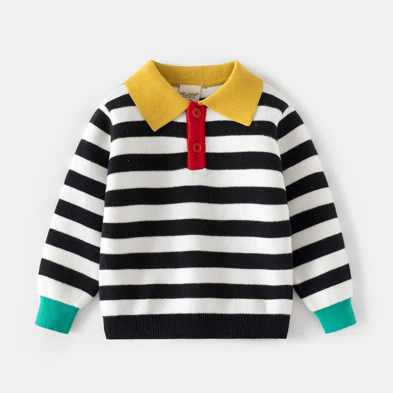 Toddler Color Block Knitted Striped Sweater