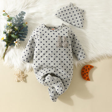 Baby Bunny Dots Footie Romper with Hat