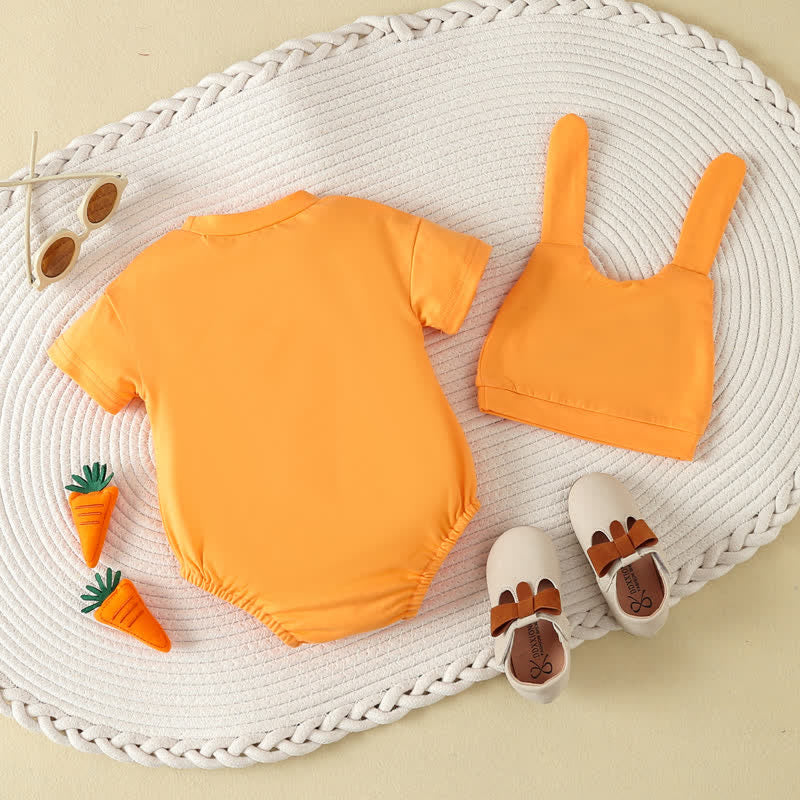 Baby Embroidered Carrot Bodysuit with Hat