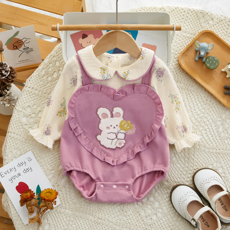 Baby Bunny Flower Fake 2pcs Bodysuit