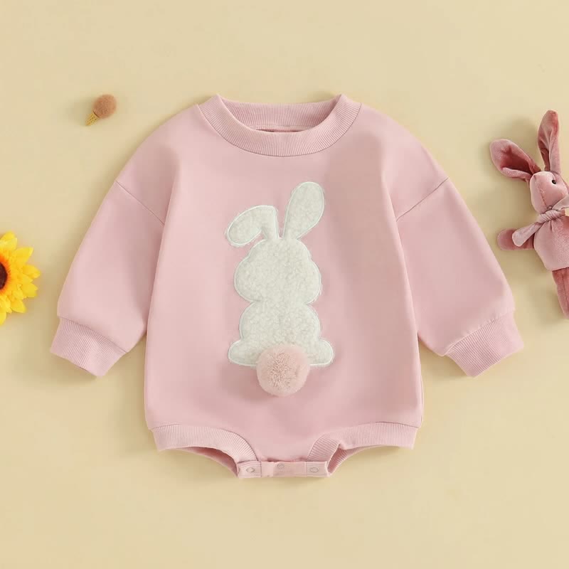 Baby Embroidered Bunny 3D Tail Bodysuit