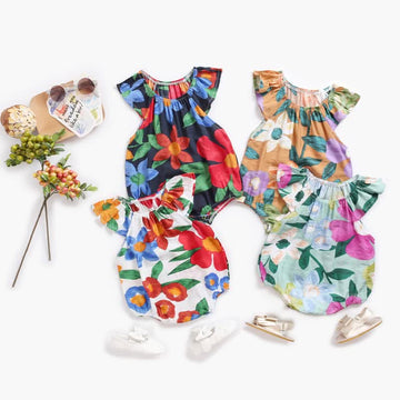 Baby Colorful Flower Ruffled Lovely Bodysuit