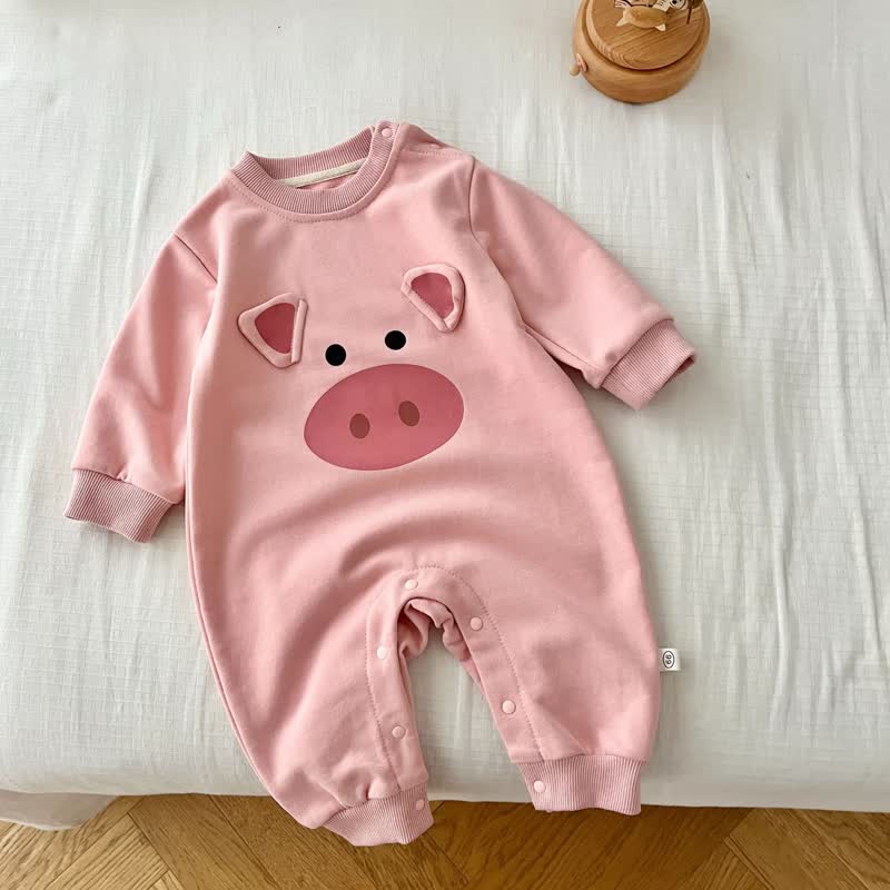 Baby Pink Cute Pig Casual Romper