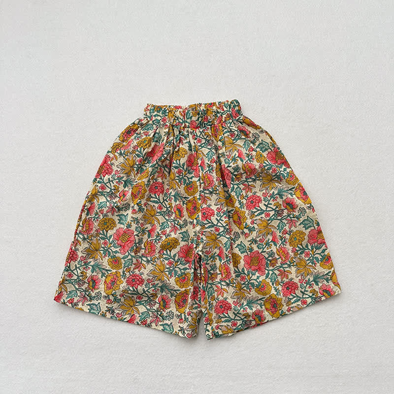 Toddler Girl Flower Multicolor Loose Pants