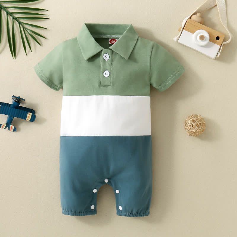 Baby Boy Color Block Polo Romper