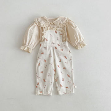 Baby Girl Lace Bear Blouse Overalls