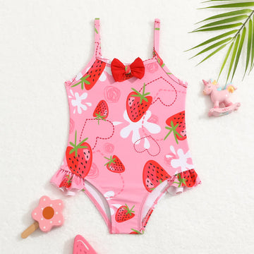 Baby Girl Bow Strawberry Pink Swimwear