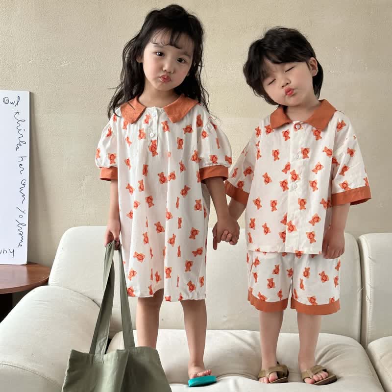 Toddler Lovely Cartoon Bear Set/Dress