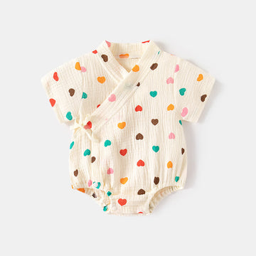 Baby Heart Kimono Apricot Bodysuit