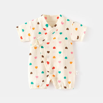 Baby Heart Kimono Apricot Romper