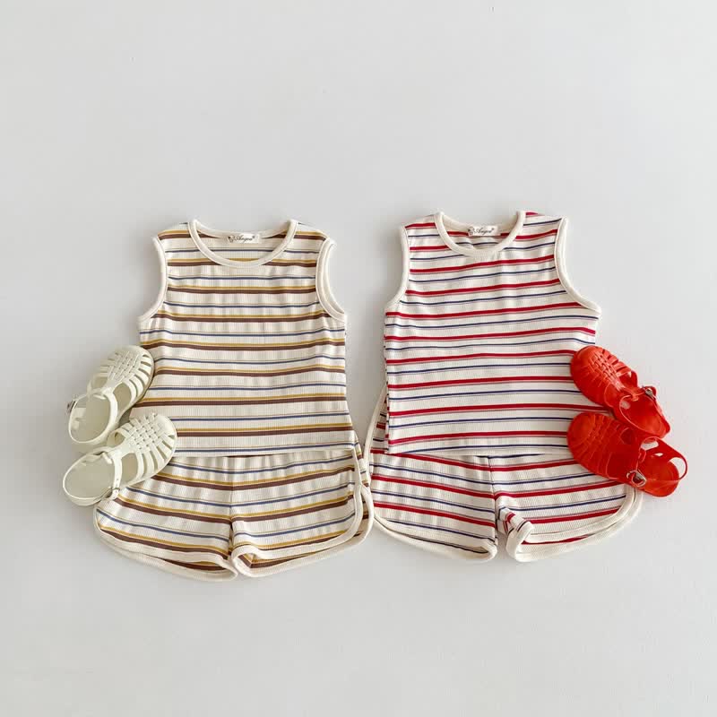 Toddler 2-Piece Casual Striped Sleeveless Set