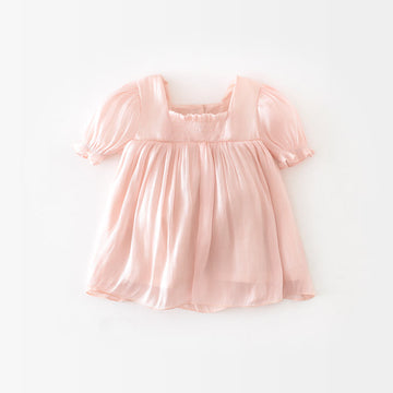 Baby Solid Color Pink Sweet Dress