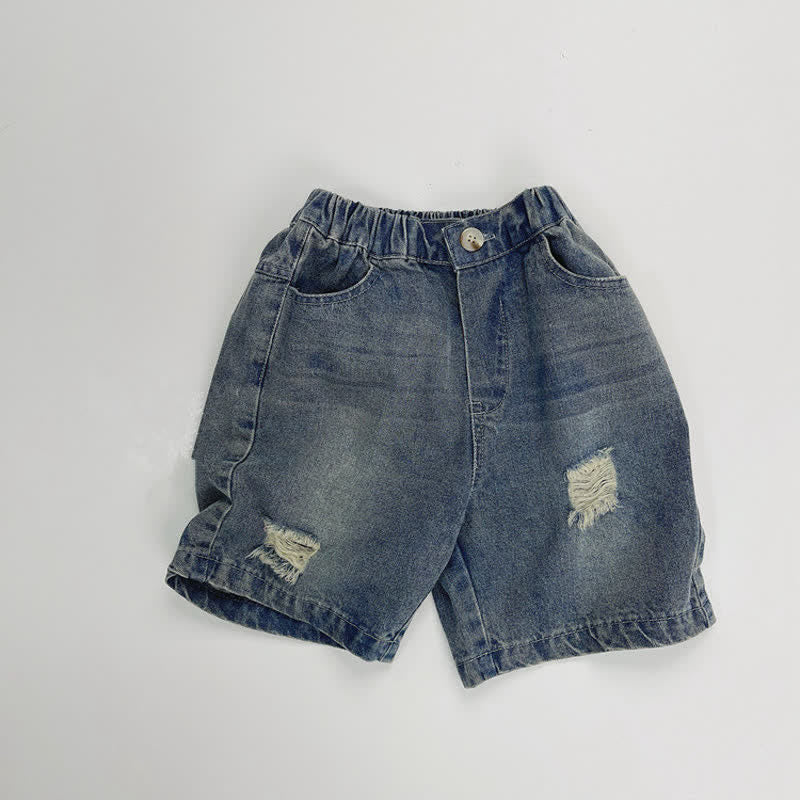 Toddler Ripped Denim Blue Shorts