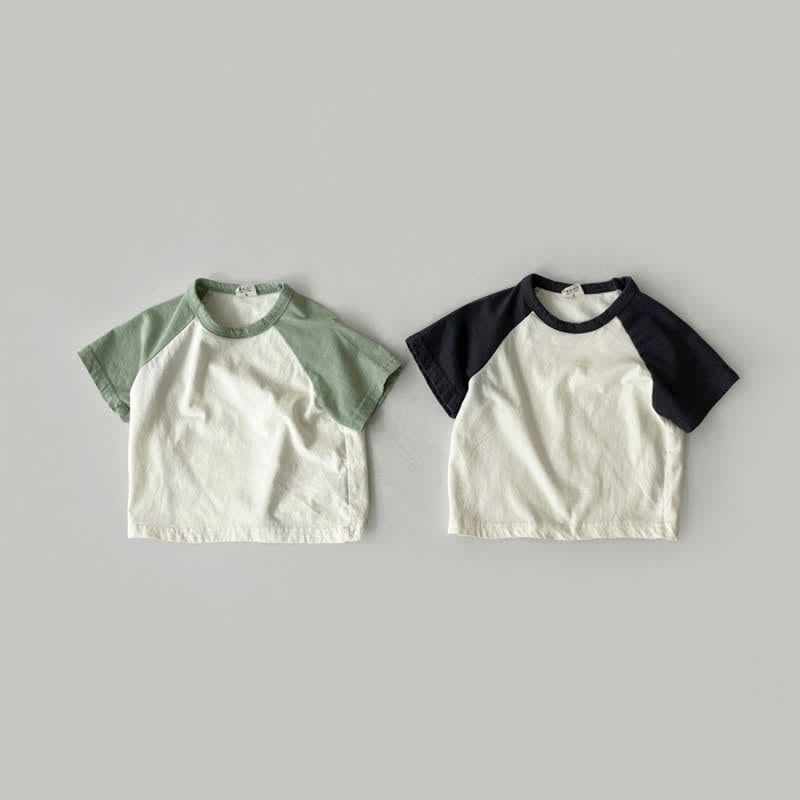 Baby Simple Contrast Sleeves Loose T-shirt
