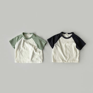 Baby Simple Contrast Sleeves Loose T-shirt