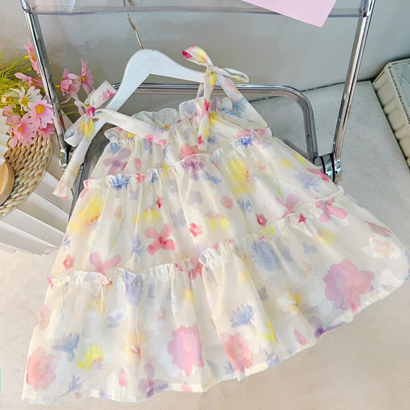 Toddler Chiffon Suspenders Flower Dress