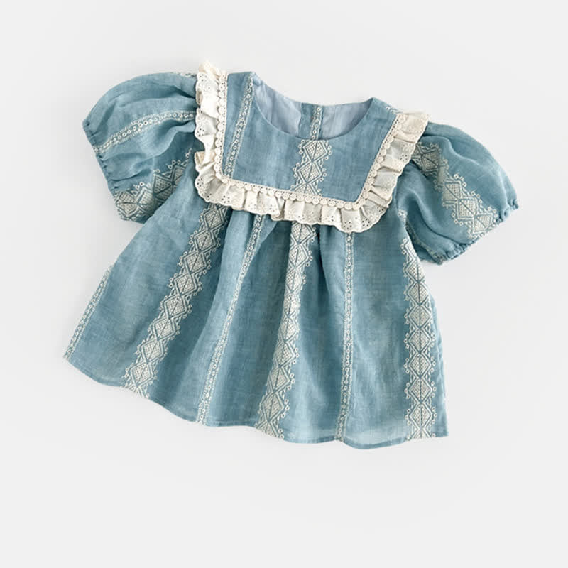 Toddler Girl Ethnic Style Blue T-shirt