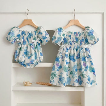 Baby Toddler Bow Flower Bodysuit Dress