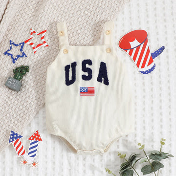 USA Baby Embroidered Flag Corduroy Bodysuit
