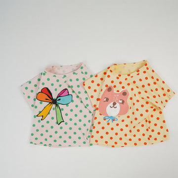 Toddler Girl Dots Bow Bear T-shirt