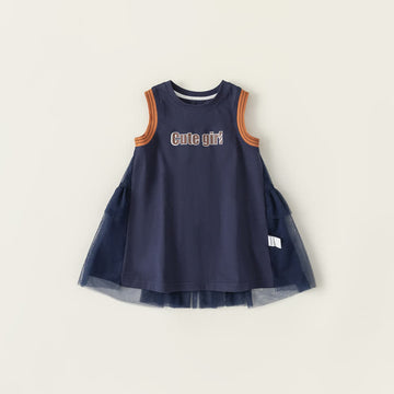 CUTE GIRL Toddler Dark Blue Tulle Dress