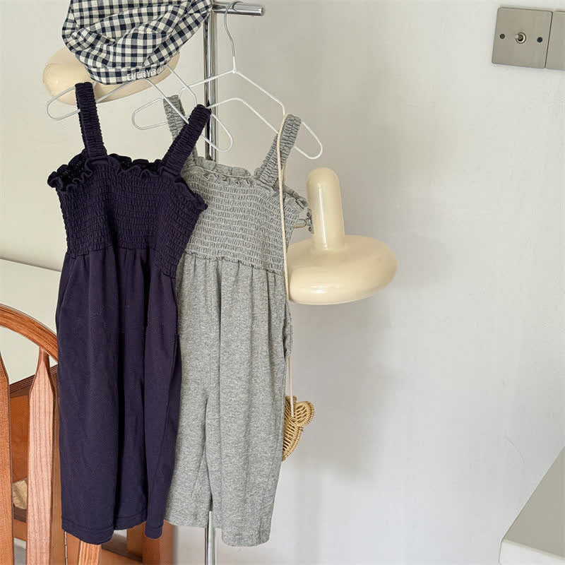 Toddler Girl Solid Color Suspenders Jumpsuit