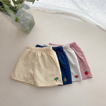 Baby Embroidered Coconut Tree Fruit Shorts