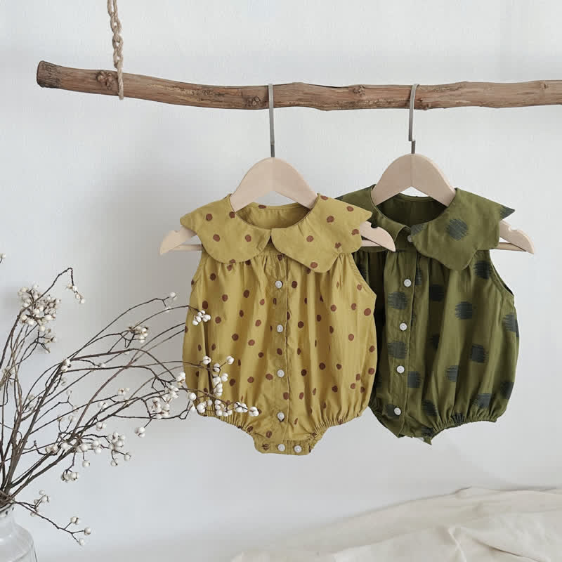 Baby Retro Dots Petal Collar Bodysuit